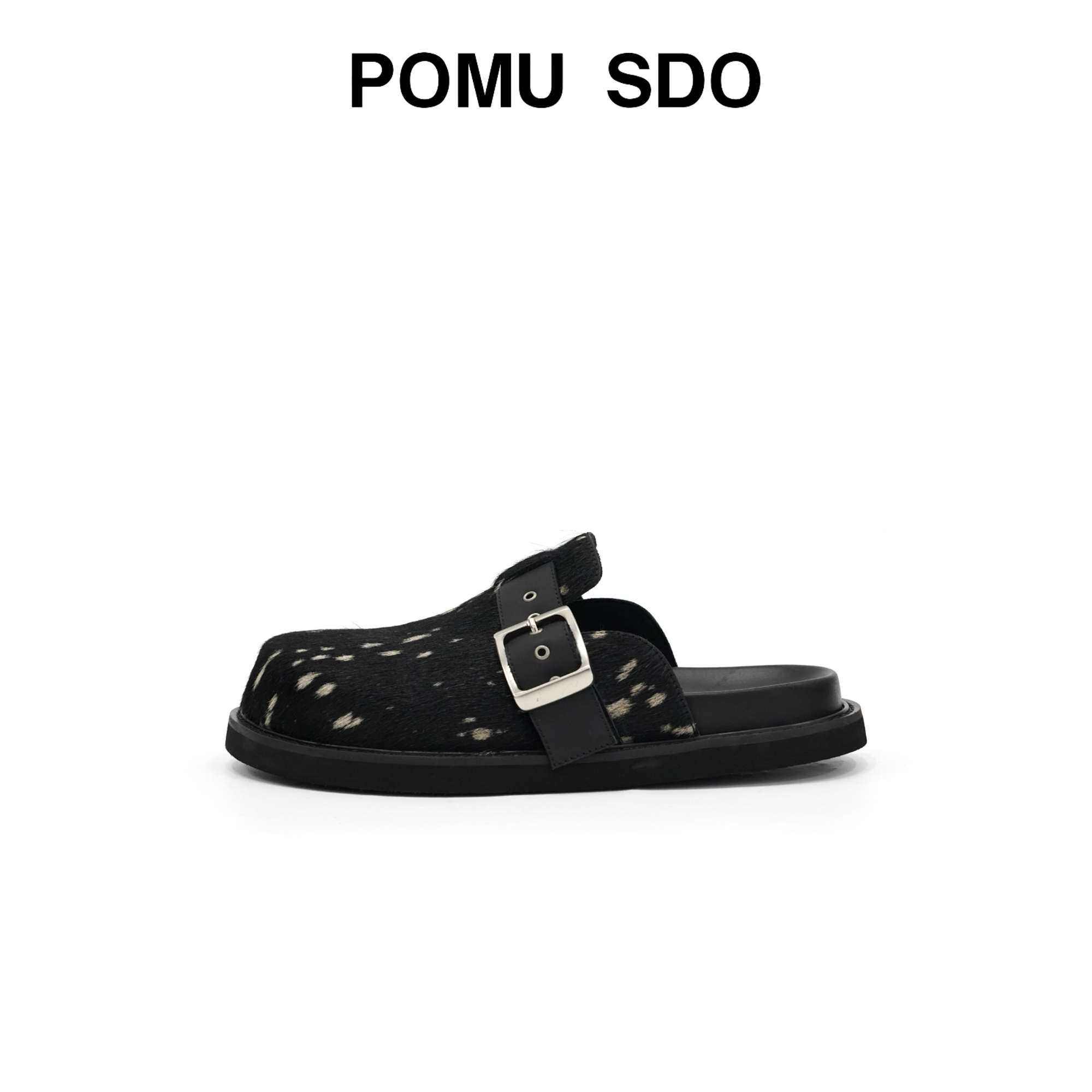 POMU SDO男女款手工斑点马毛面皮勃肯半拖包头鞋