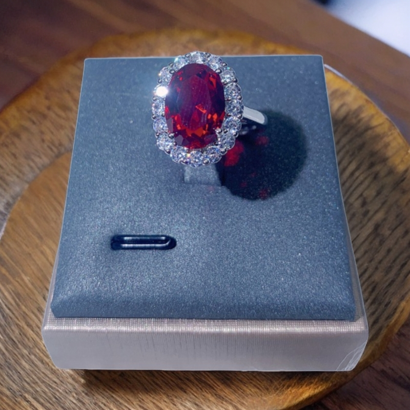 铜合金合成锆石戒指 新款红色百搭气质时尚戒指-ZZ053