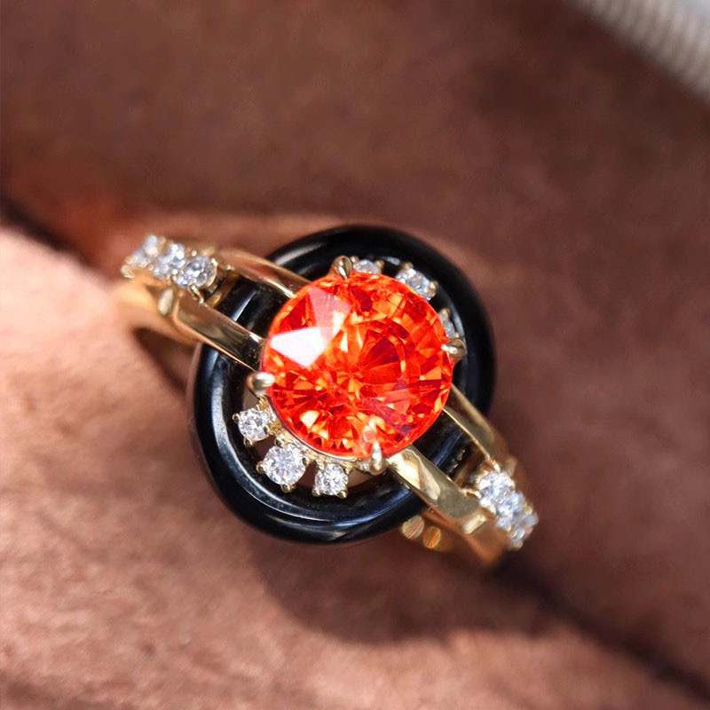 铜合金合成锆石戒指 新中式法式复古芬达轻奢甜美戒指R1703-2450