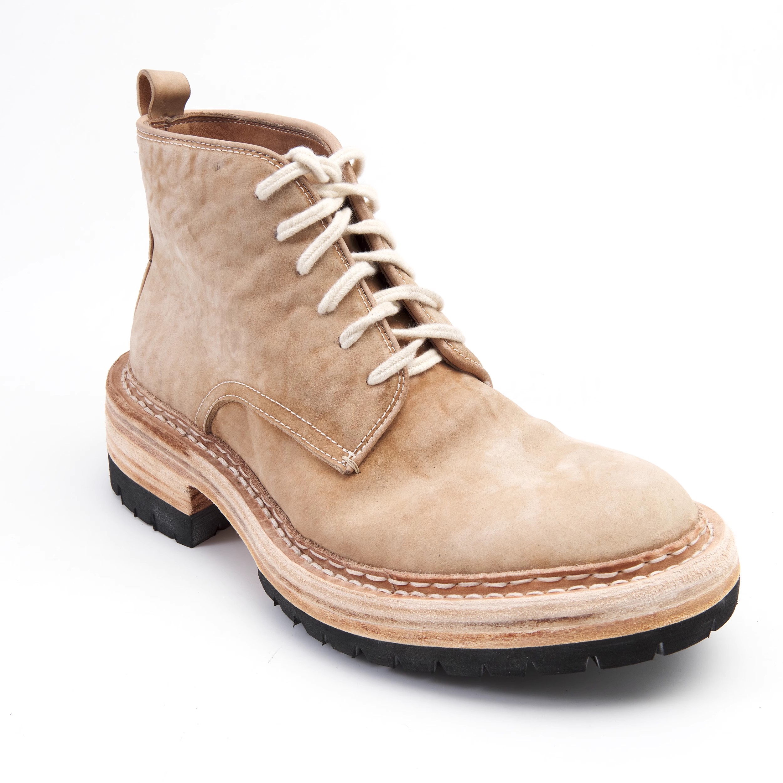 霸气机车靴 意大利高端缩纹原色马臀皮固特异水洗复古马丁靴男鞋