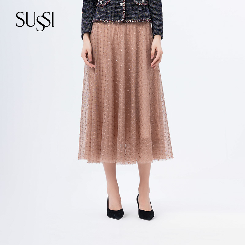 SUSSI/古色秋冬商场同款百搭显瘦气质轻奢A字半身裙女
