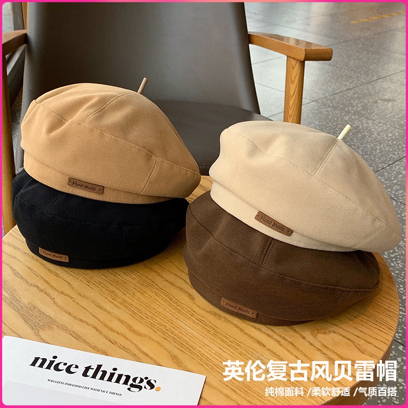 秋冬新品毛呢贝雷帽时尚英伦风画家帽子复古百搭显脸小蓓蕾帽网红
