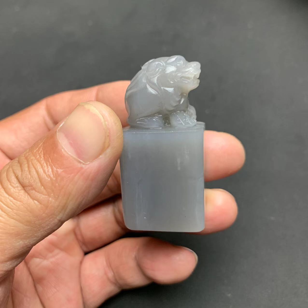 和田玉烟紫貔貅印章摆件包刻字