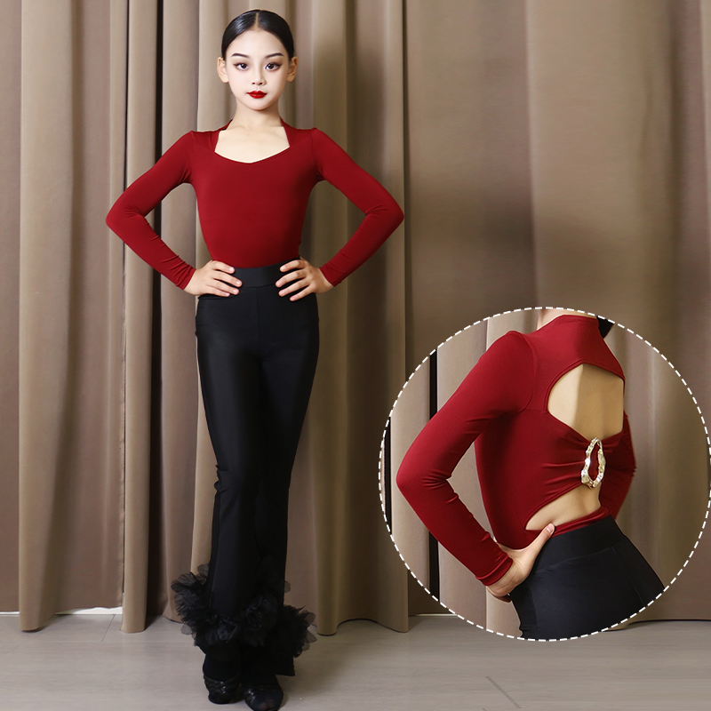 青禾拉丁舞服女童秋冬季2024新款儿童训练服专业练功服裤子套装