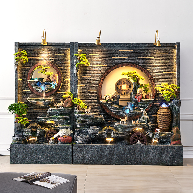 假山水幕墙流水屏风影壁墙酒店公司水系景观装饰花园庭院客厅摆件