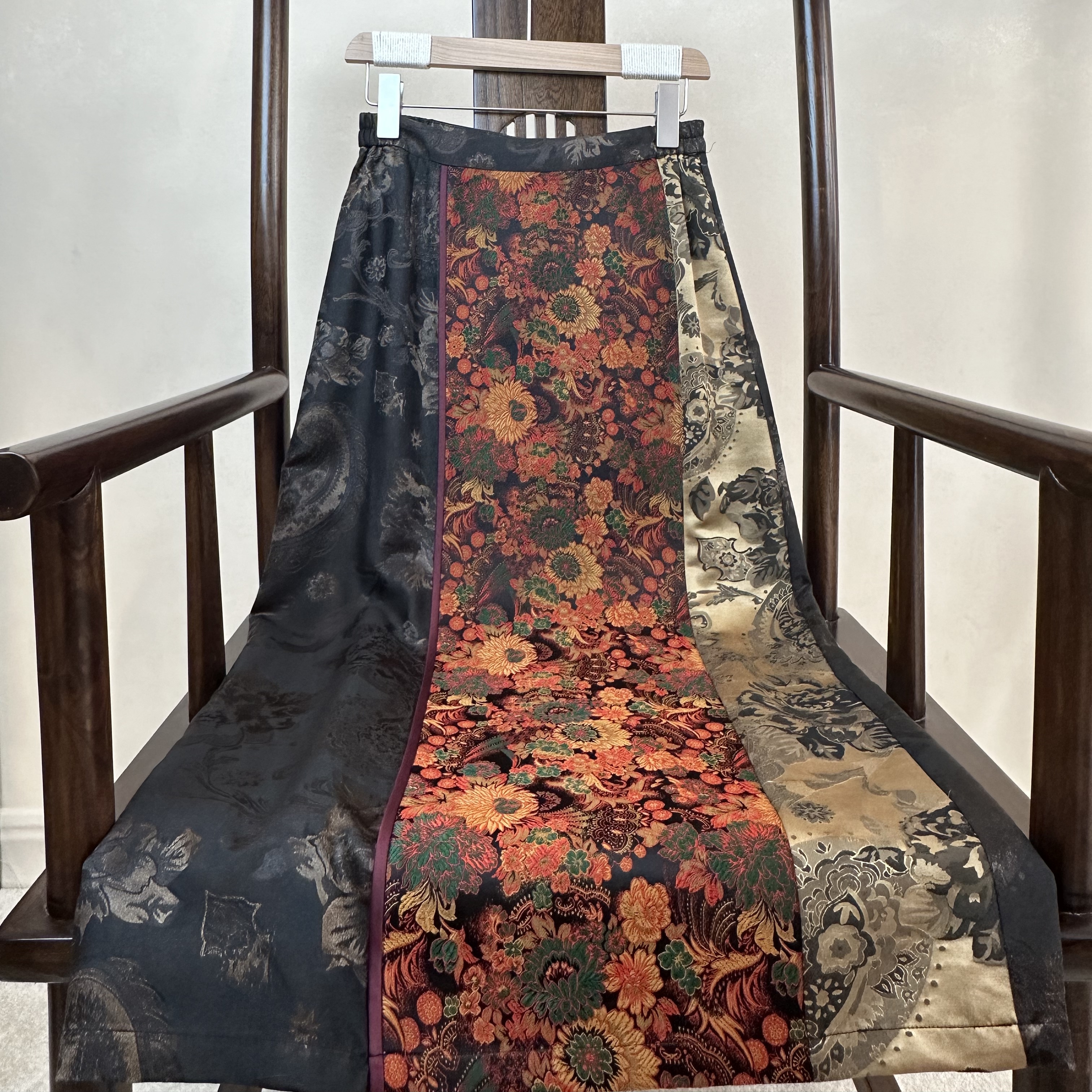 528号【卿思韵】新国风香云纱宋锦拼接裙子卿思韵新国风GZ33739