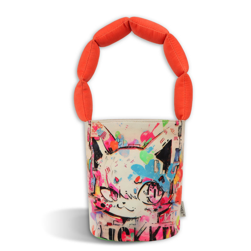 PLYMEE手提单肩女包艺术涂鸦大容量拎包2024新款原创设计师水桶包