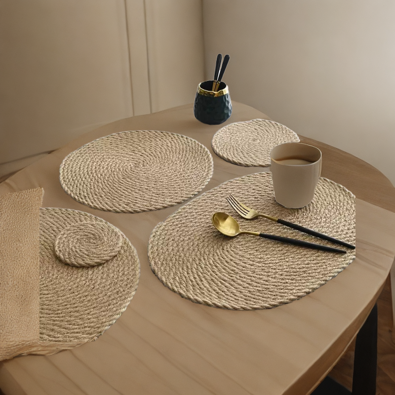 轻奢亚麻编织隔热垫防烫餐垫锅垫餐盘垫餐桌垫手工家用高档圆形