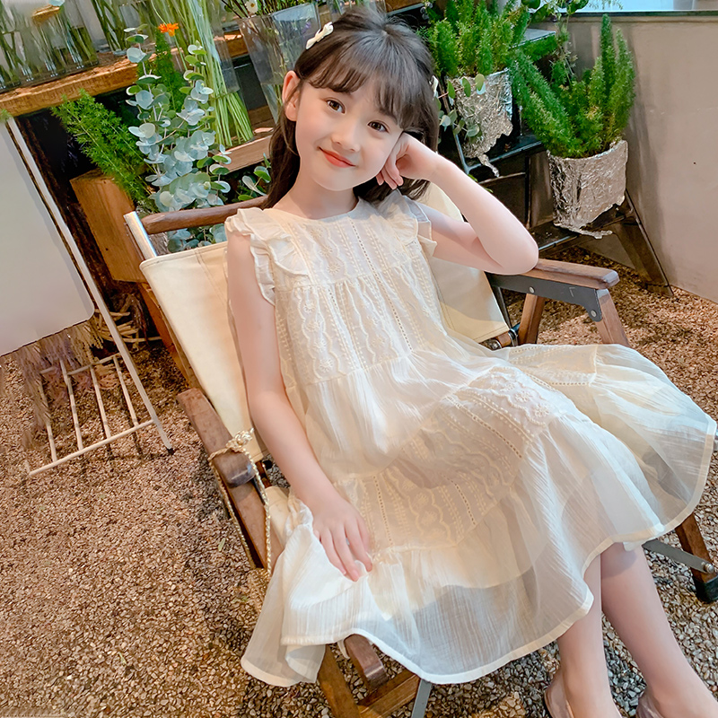 QIAERDE/洽尔德现货2025夏季新款女童公主洋气蕾丝裙子儿童连衣裙
