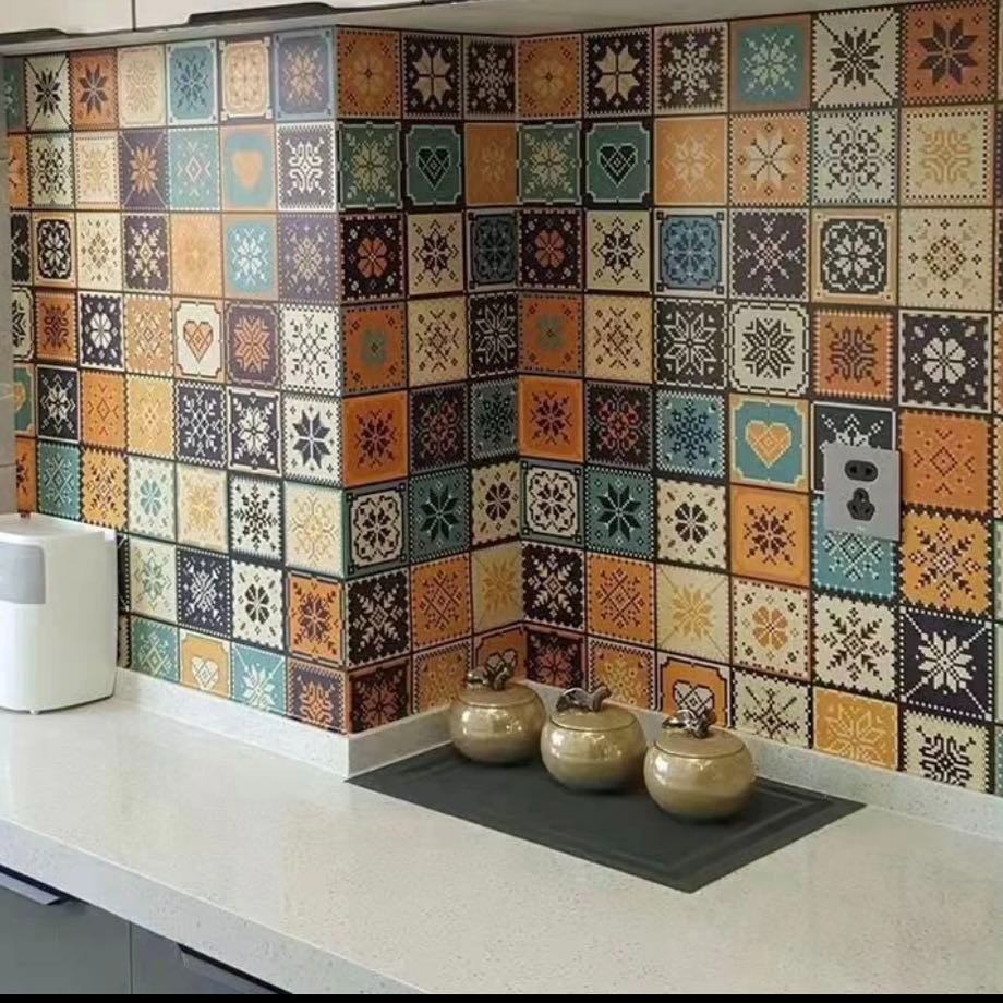 新疆包邮墙贴厨房防水防油污贴纸壁纸自粘墙面装饰加厚橱