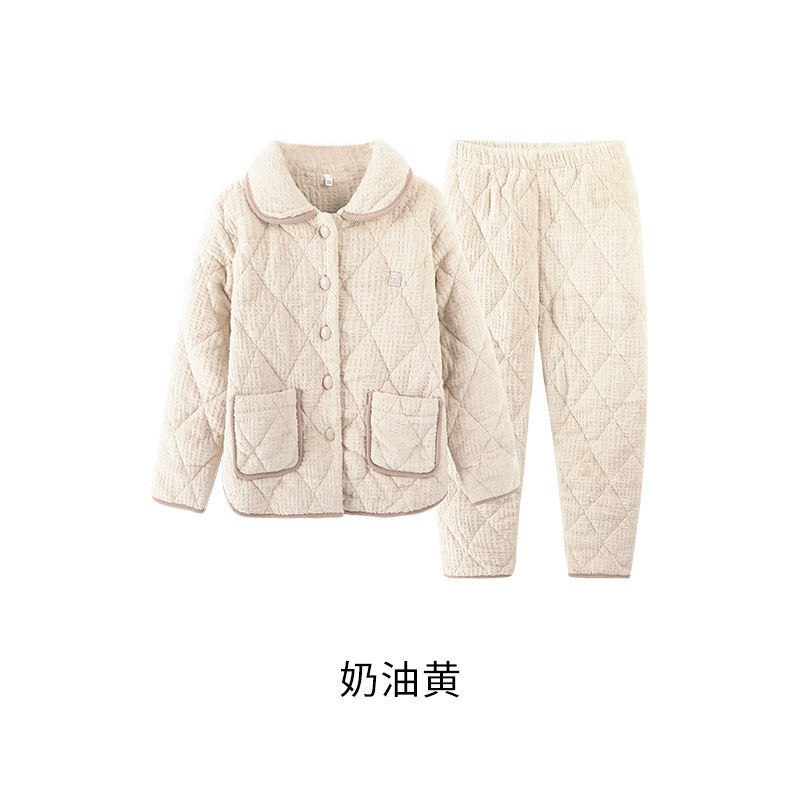 【李美丽】女款夹棉睡衣家居服套装J0521