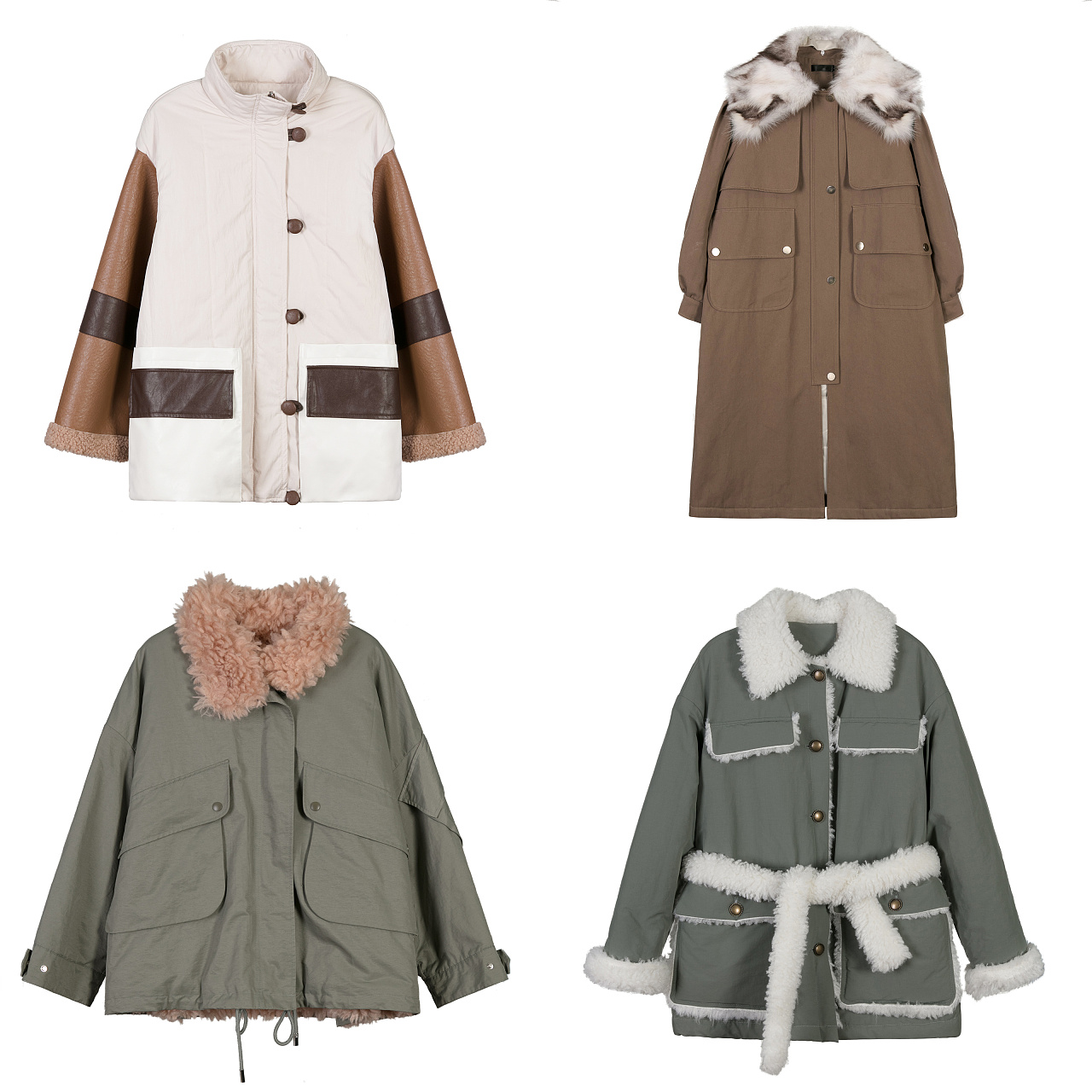 女装时尚休闲女士加厚保暖秋冬拼接冬季短款2号