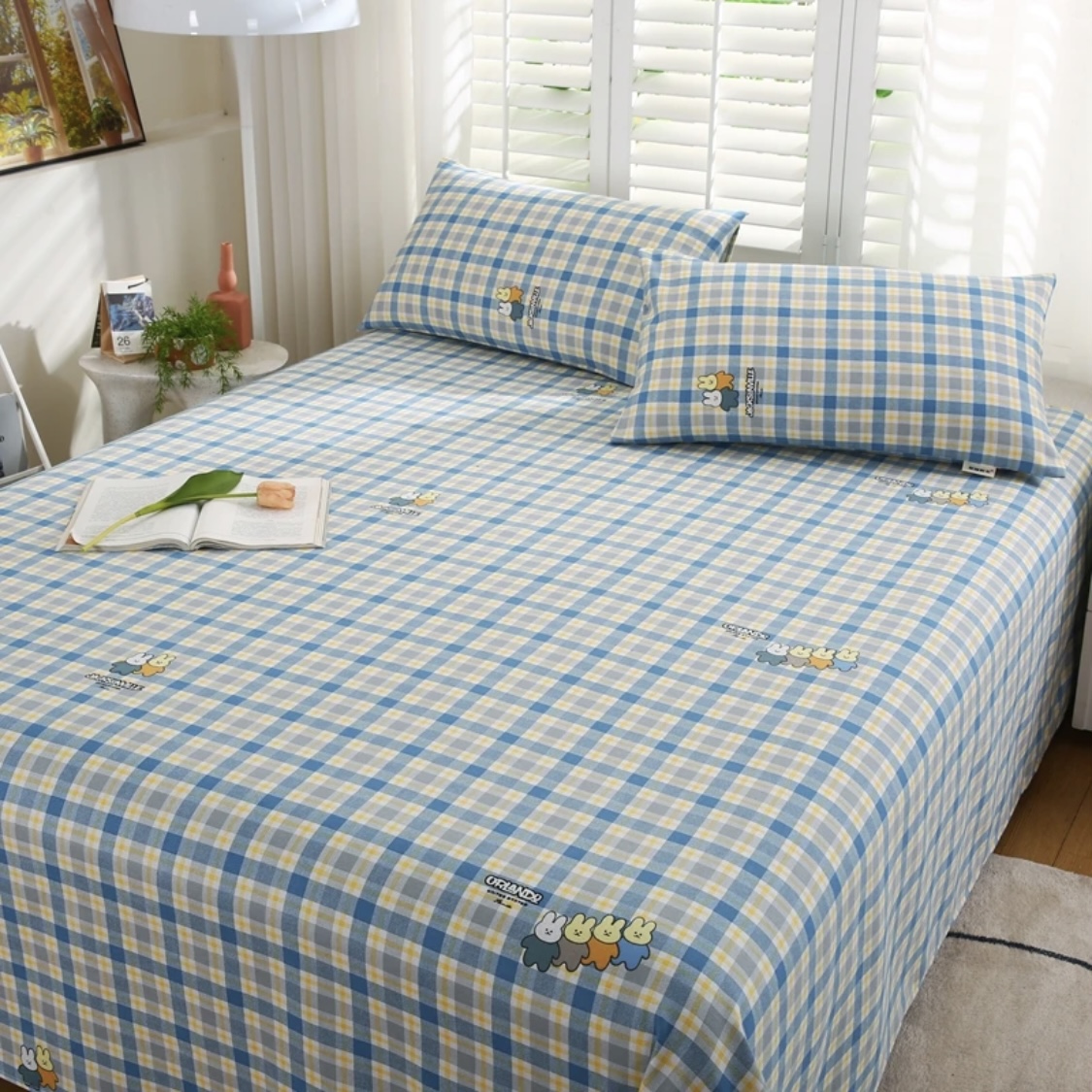 高支高密水洗斜纹面料标准床单【晴天格】200*230（±5）