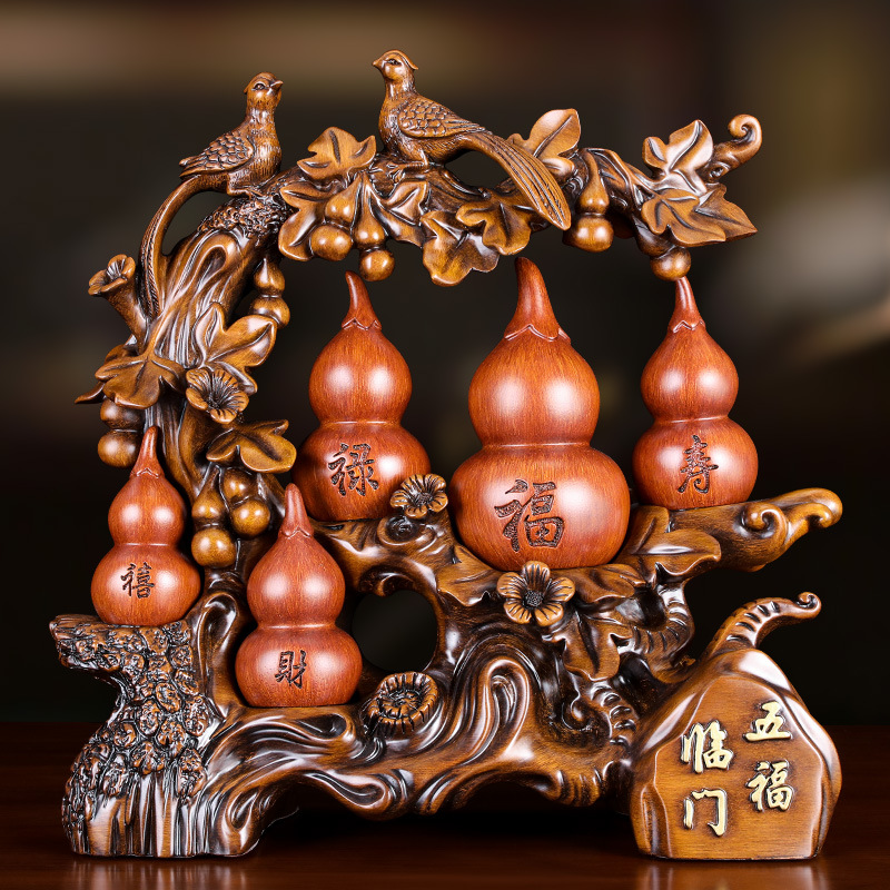 五福临门葫芦中式高档摆件家居客厅装饰品乔迁新居礼物7257