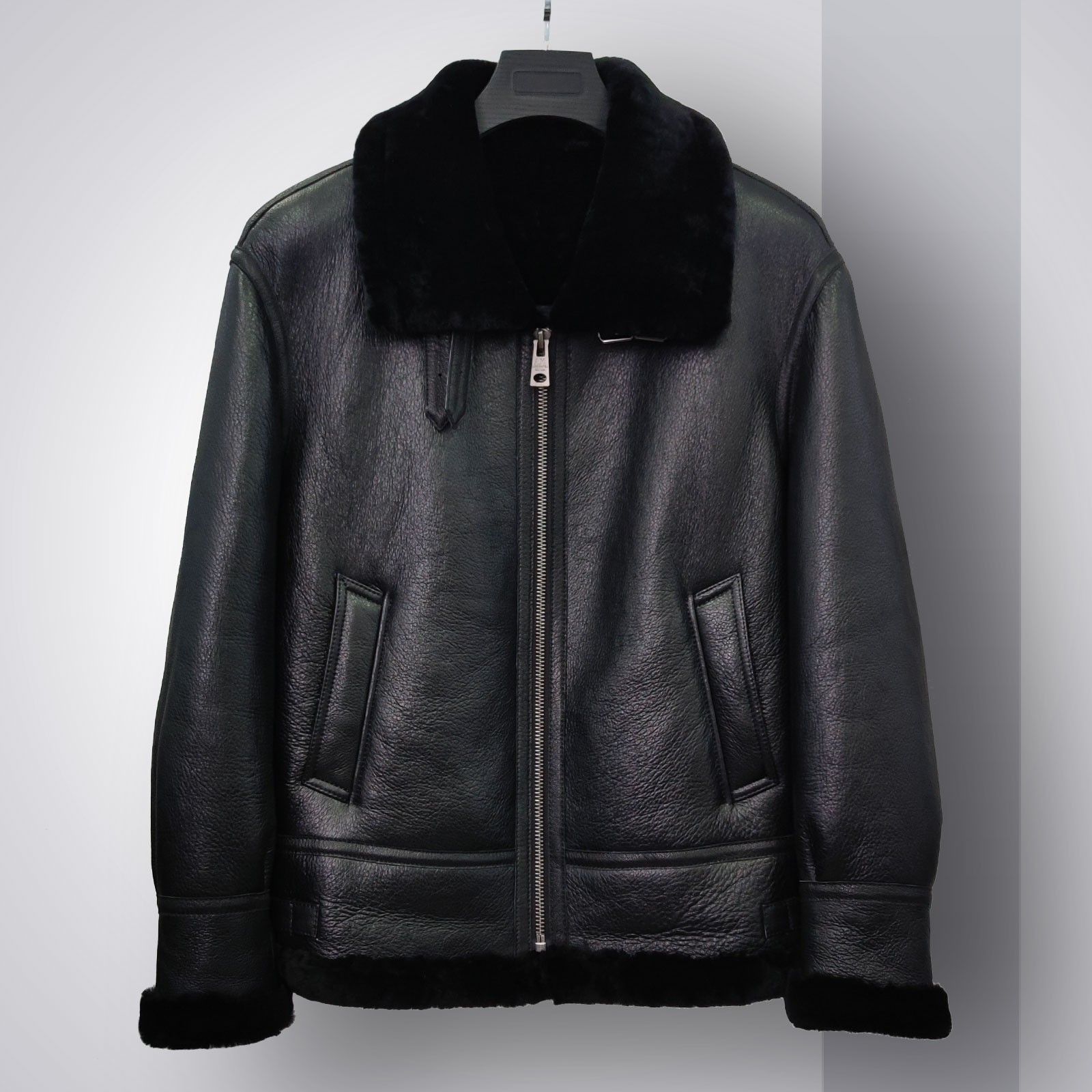 【断码】22062黑B3土耳其皮毛一体男真皮翻领皮草美丽奴外套冬