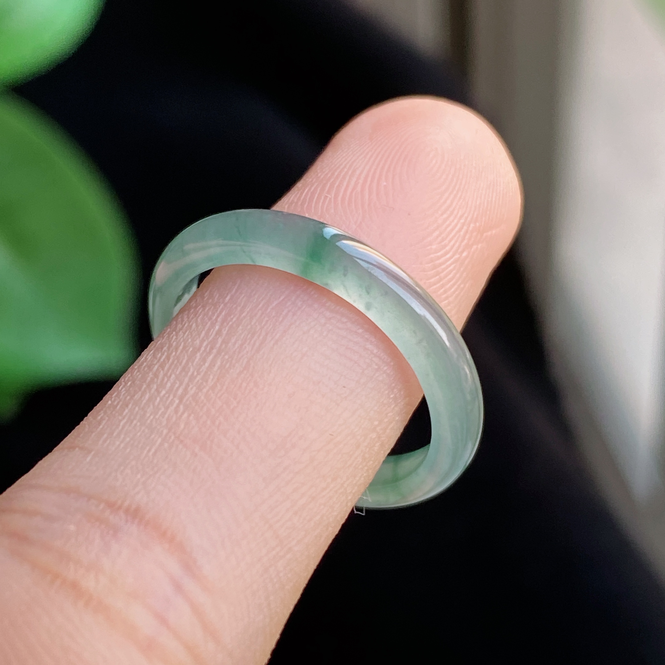 d124内径17mm天然a货翡翠女款戒指女戒飘绿