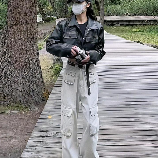 多巴胺粉色涂鸦垫肩潮牌夹克女2024新款爆款小个子短款棒球服上衣