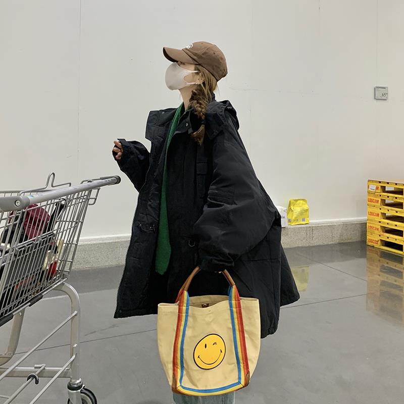 黑色立领铺棉外套外套女冬季2023新款小个子高级感加厚棉衣派克服