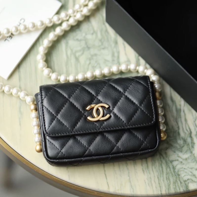 95新 Chanel/香奈儿 苏州包展/珍珠链小废包/31开无卡
