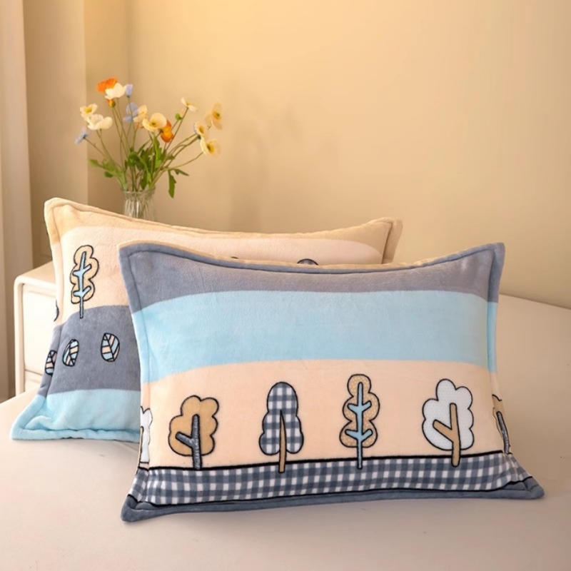 牛奶绒枕套双面加厚保暖加绒宝宝绒枕罩一对装宿舍大人专用枕头套