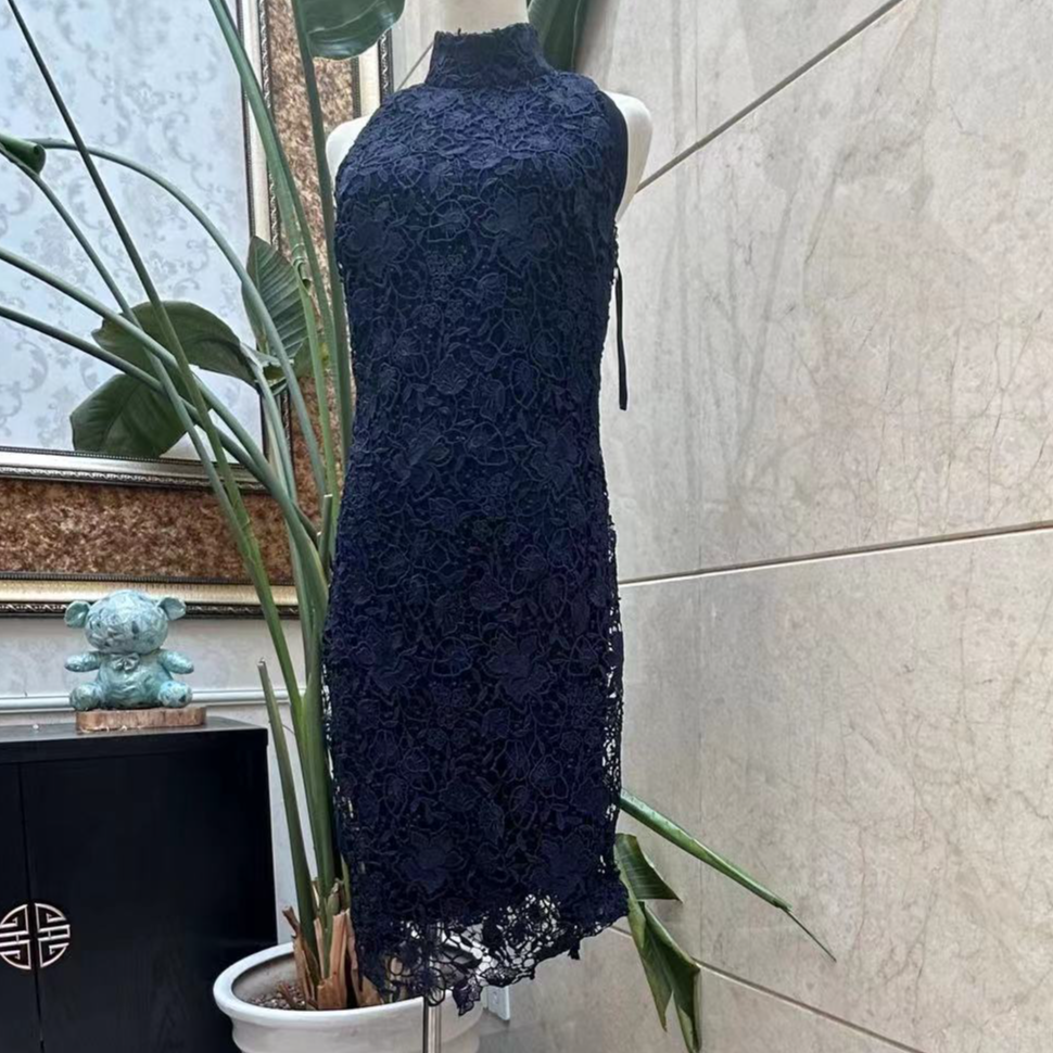 连衣裙女装女士气质时尚百搭蕾丝长袖修身复古设计师