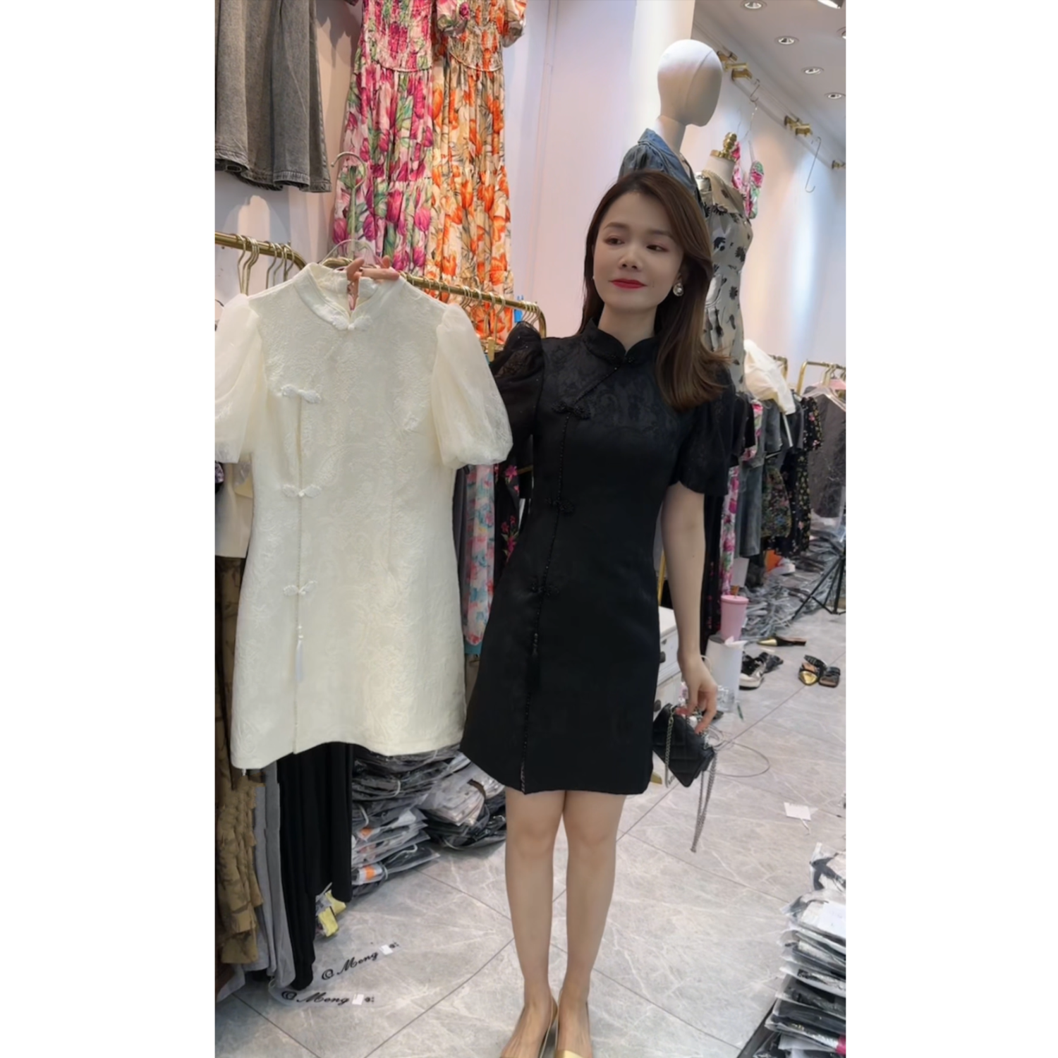 旗袍女夏改良2025新款国潮年轻款少女法式气质显瘦收腰连衣裙 330