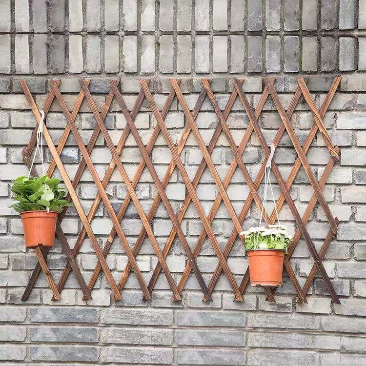 (H82)户外伸缩木格栅栏防腐木攀爬网格围栏墙面挂饰篱笆木架花园