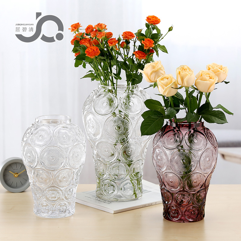 中古风复古玻璃花瓶水培百合玫瑰水养富贵竹水培摆件桌面玄关鲜花