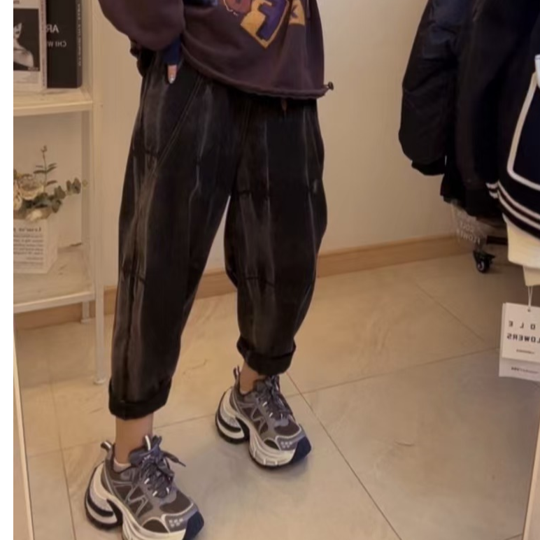 牛仔裤裤子休闲裤时尚宽松网红百搭黑色