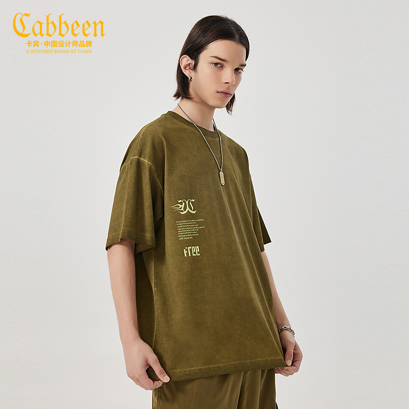 商场同款卡宾男装LOGO印花T恤24夏新款宽松短袖上衣H3242132125