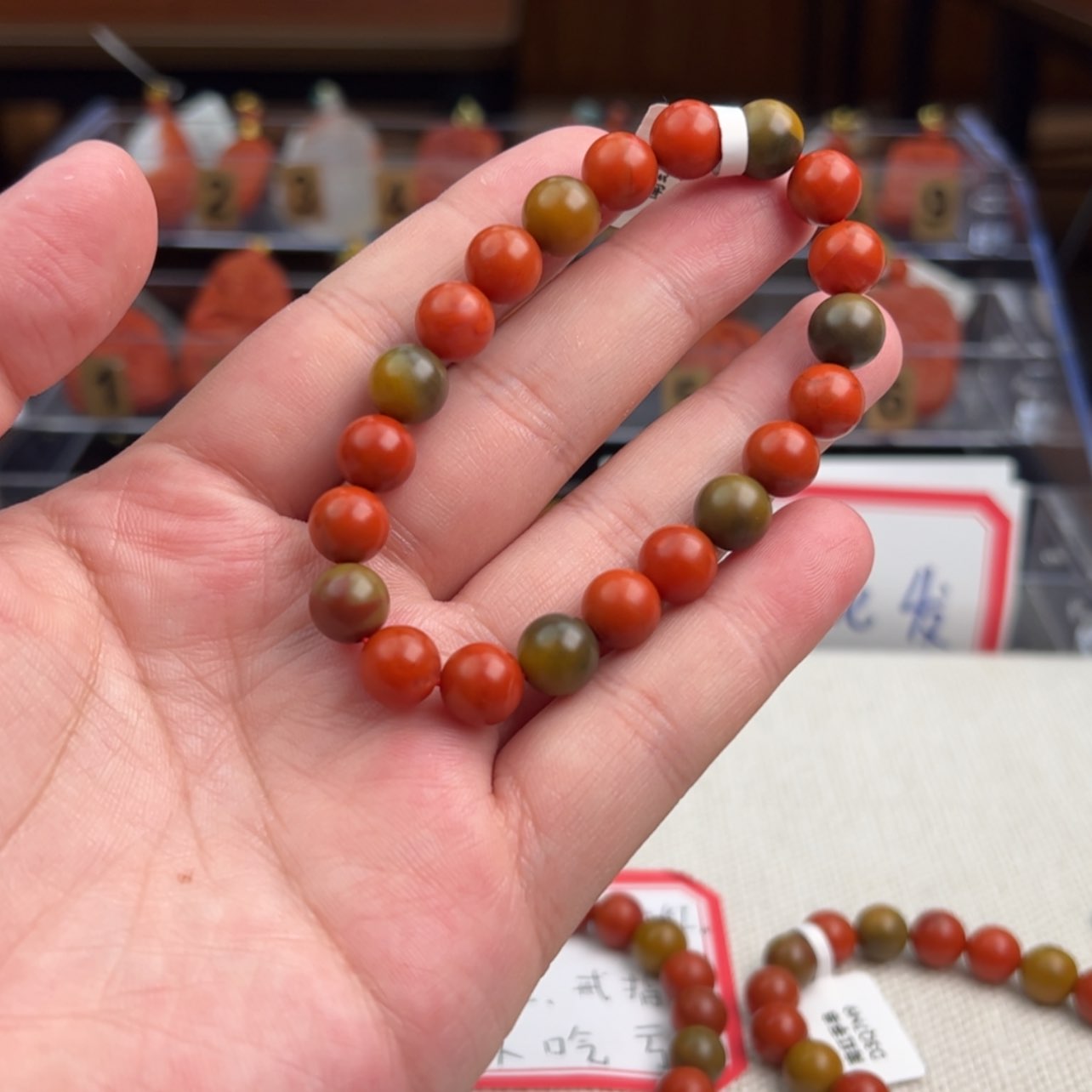 【闪购商品】南红玛瑙卡9巧家包浆手串未镶嵌像*
