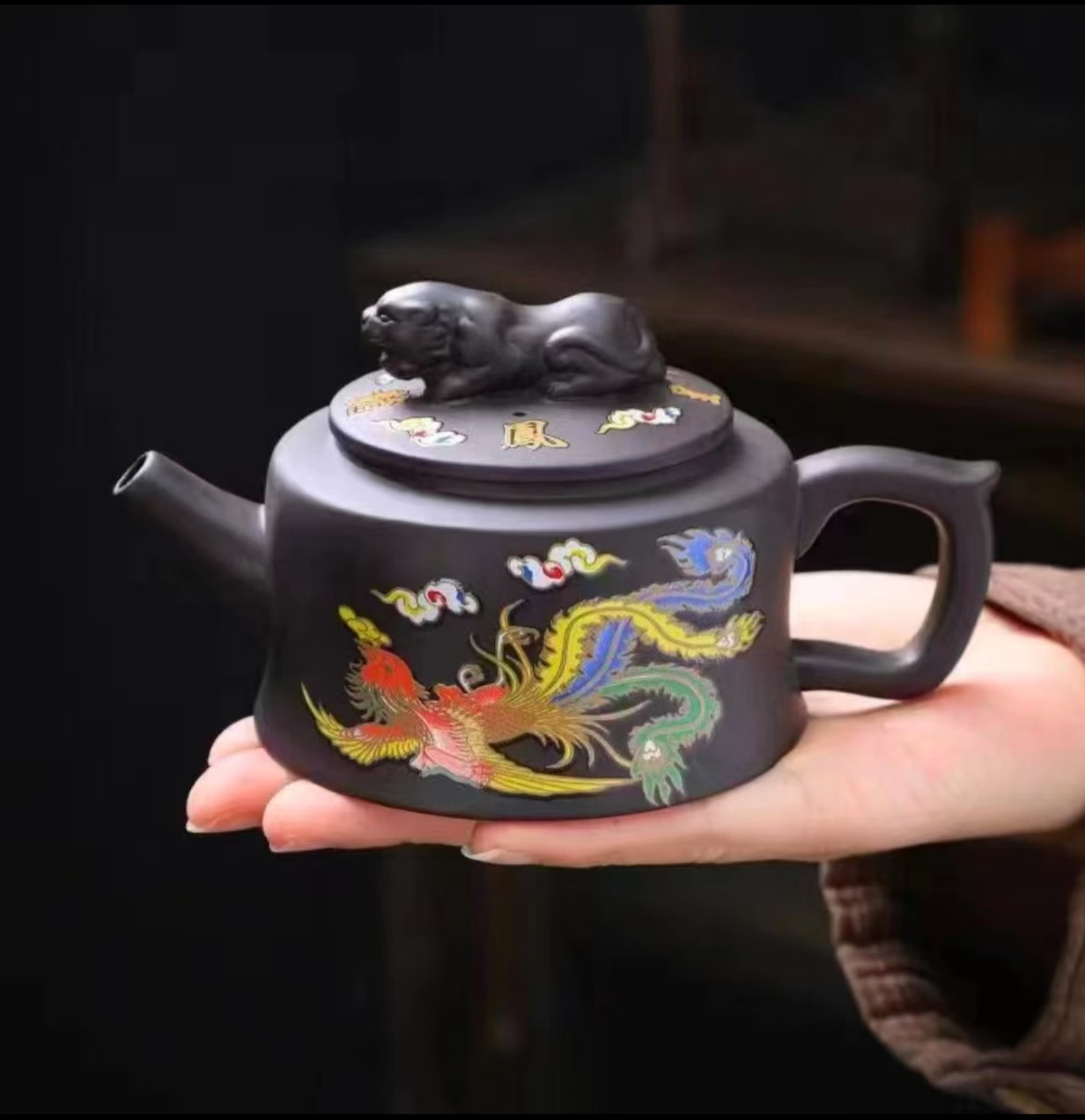 手工老紫泥卧虎藏龙凤鸣壶D2