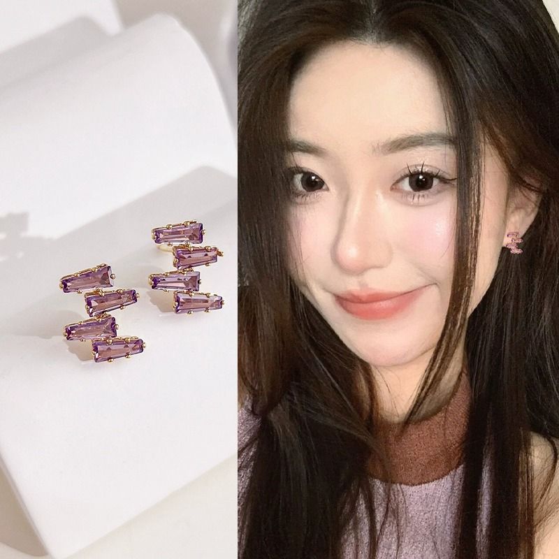 合金耳饰 紫色不规则小众设计时尚独特耳环2024年新款气质高级感