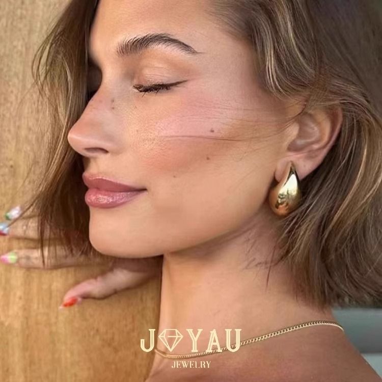 合金耳饰 「经典时髦」欧美光面水滴空心高保色ins博主款耳环耳饰