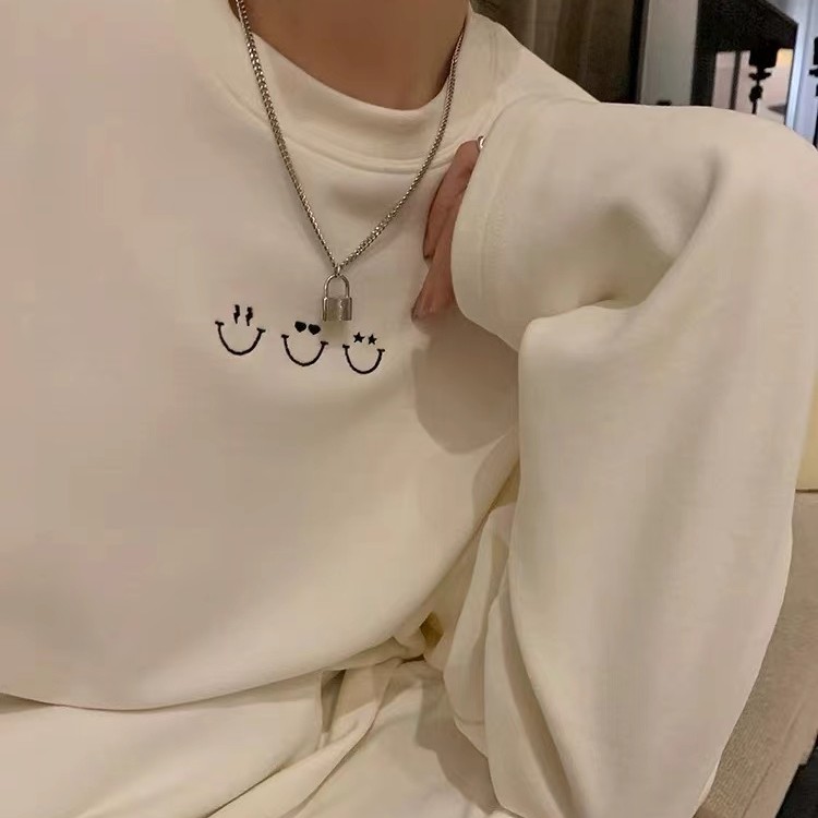 2023秋冬新款胖MM笑脸双面德绒长款打底衫（6868）百搭休闲网红爆款