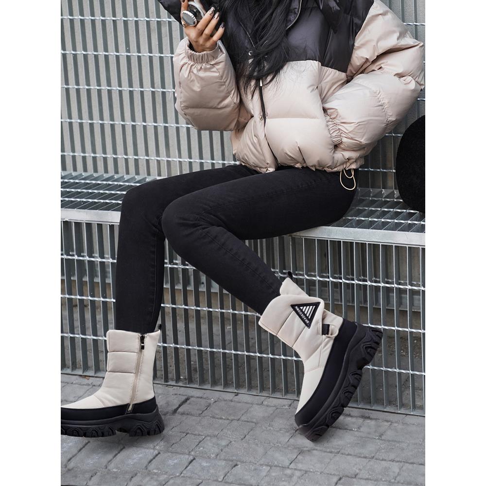 FAVMARTHA女款雪地靴加绒加厚棉鞋女防滑保暖百搭防水雪地鞋冬季