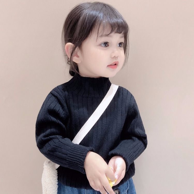 女童毛衣2023秋冬装新童装中小童宝宝针织衫套头洋气纯色打底衫