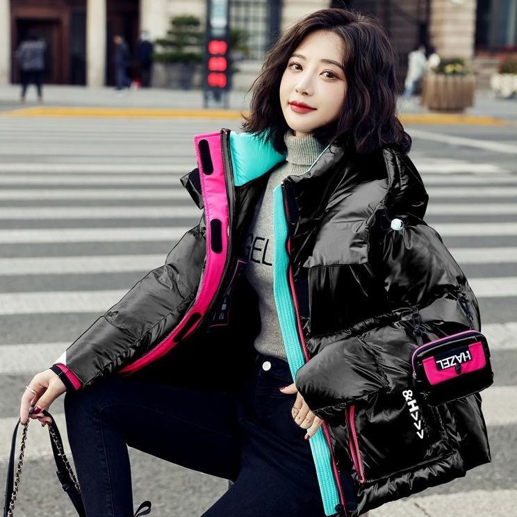 波司断码冬季新款2023爆款白鸭绒羽绒服女冬季短款免洗字母亮面加