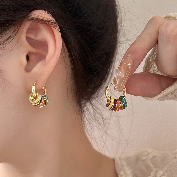 铜合金耳饰 A122气质百搭设计感冷淡风彩色