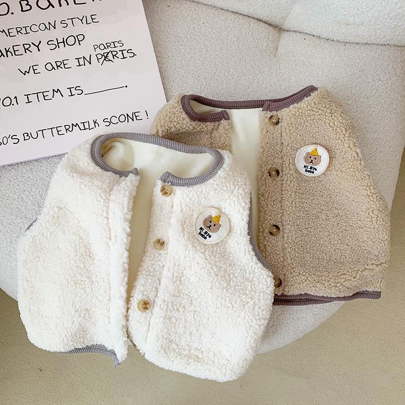 婴儿加绒马甲秋冬装外穿男女宝宝衣服上衣儿毛绒背心保暖儿童春秋