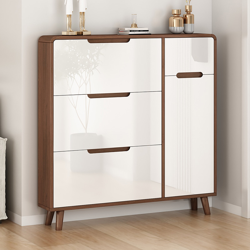 入户实木超薄鞋柜家用门口翻斗式小户型大容量室内玄关柜一体收纳