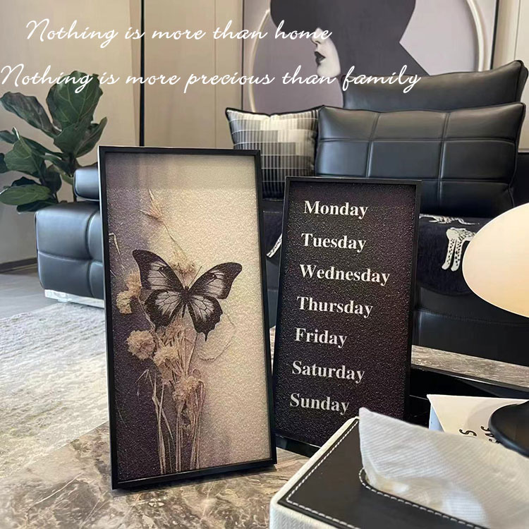 蝴蝶星期砂岩装饰画高级艺术客厅电视柜装饰摆画入户玄关桌面摆件