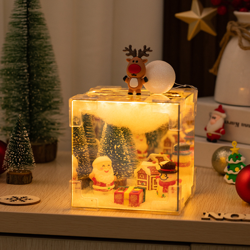 圣诞魔方气氛小夜灯圣诞节手工diy材料包送朋友圣诞礼物