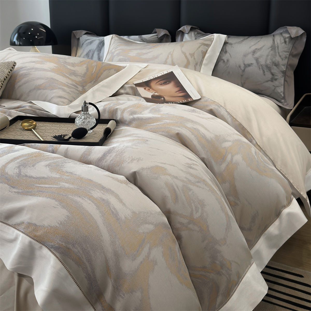 【qeeboo】山河-天丝棉被套床盖款四件套