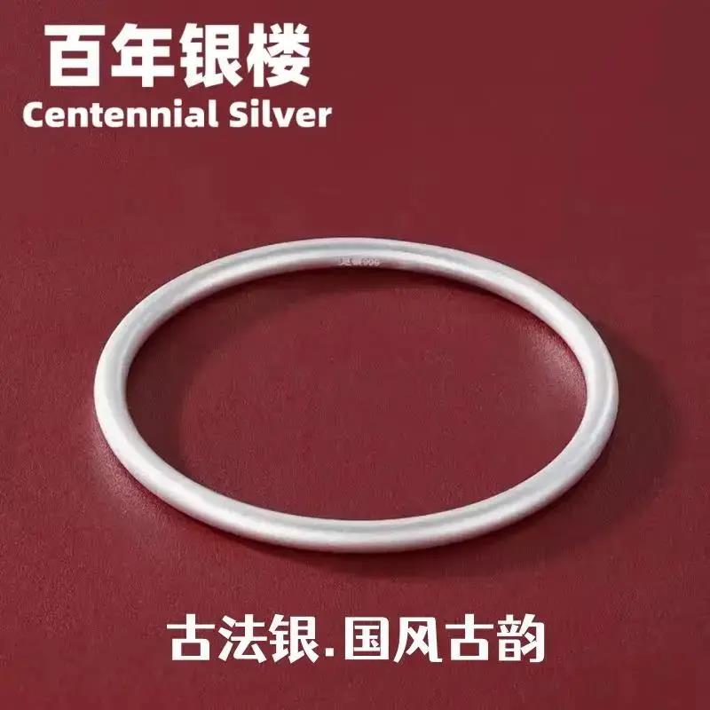 足银手镯  正品S999纯银女款古法传承手镯素面网红足银镯子简约手