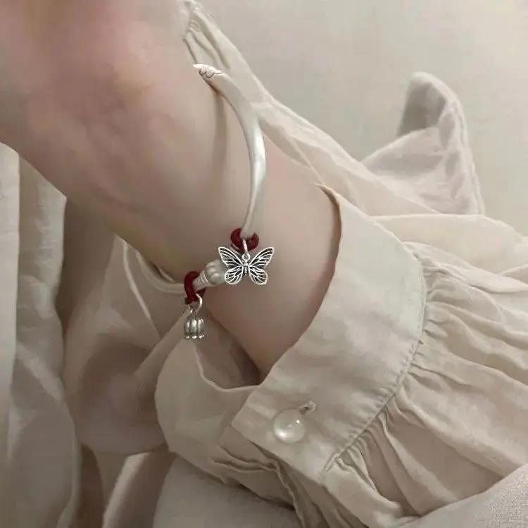 925银手镯 925银手镯 足银999.9不褪色 实心重工古风梅花蝴蝶小花