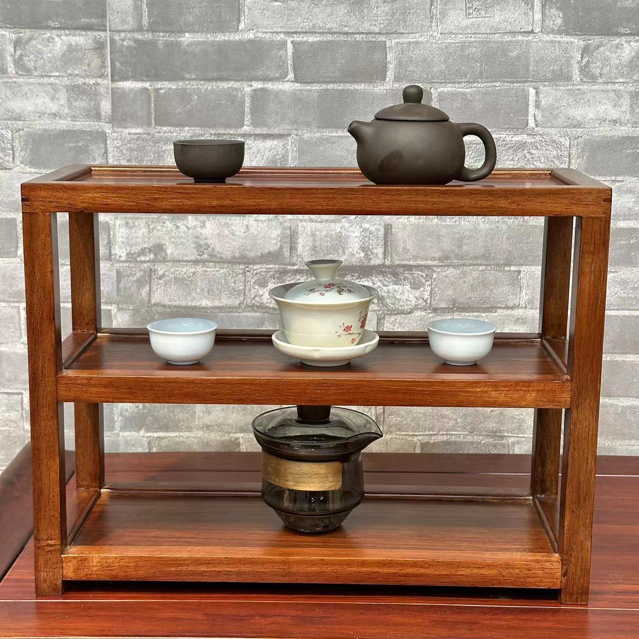  乌金木茶壶架茶杯架子置物架紫砂壶收纳架多宝阁收纳架