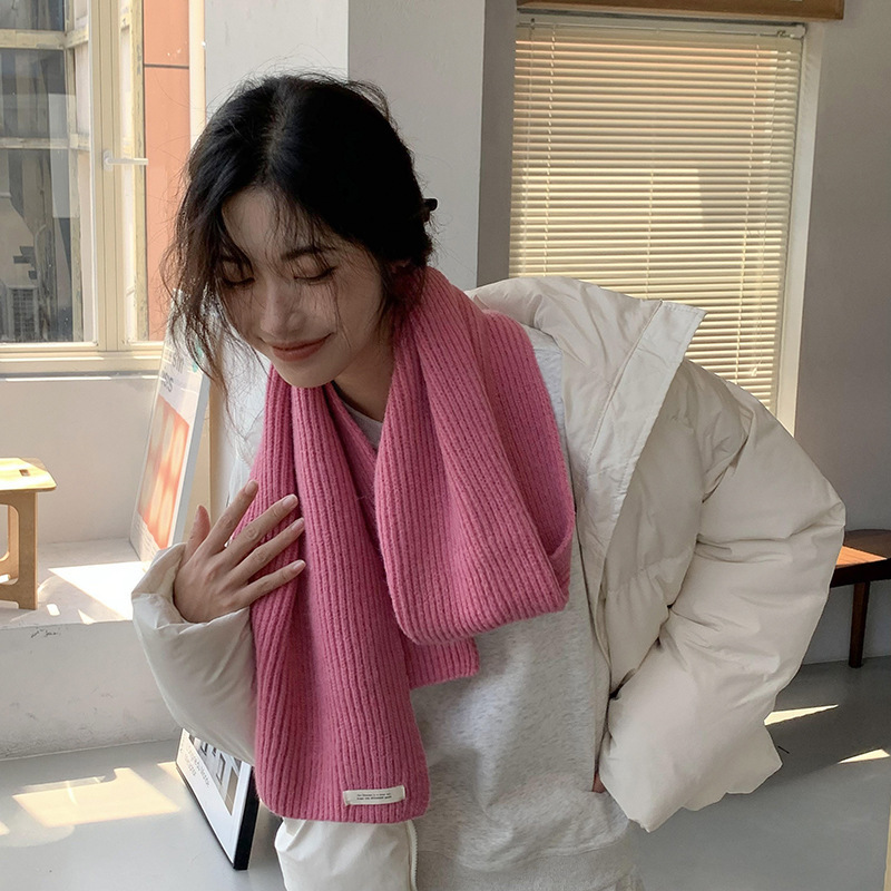 【SHAOER专属】秋冬新款纯色针织毛线围巾日韩系百搭保暖围脖搭配女