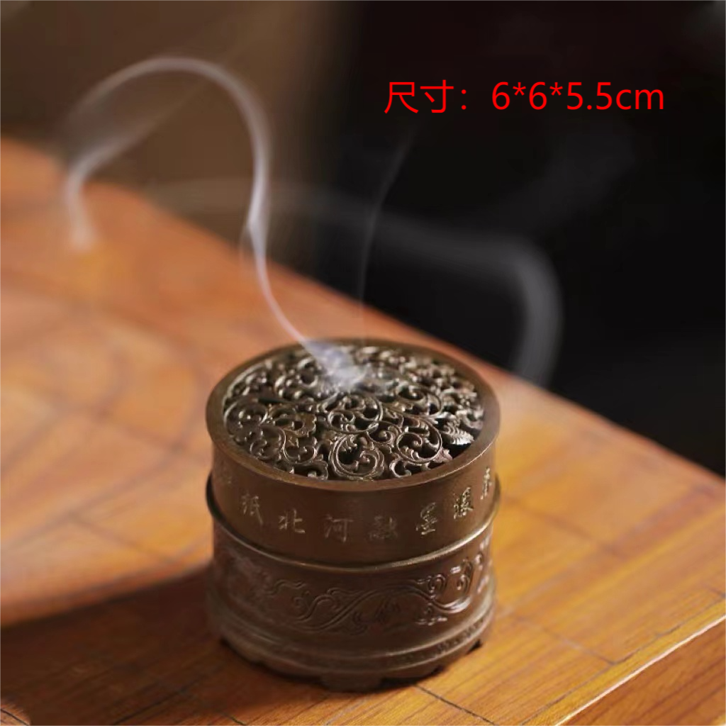 庆松—迷你圆艺雕炉 精致迷你印香炉6*6*5.5cm