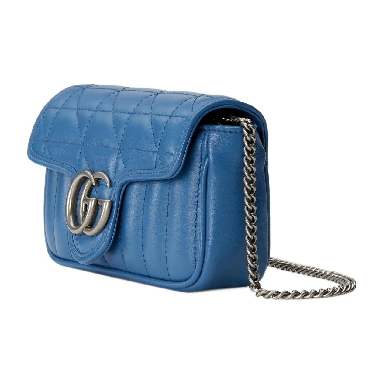 99新 GUCCI/古驰 古驰 新款/蓝色/马蒙迷你/斜挎包/链条包/D店